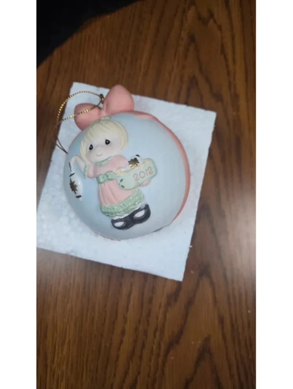 Precious Moments 2012 Christmas Ornament with Girl and Pink Bow